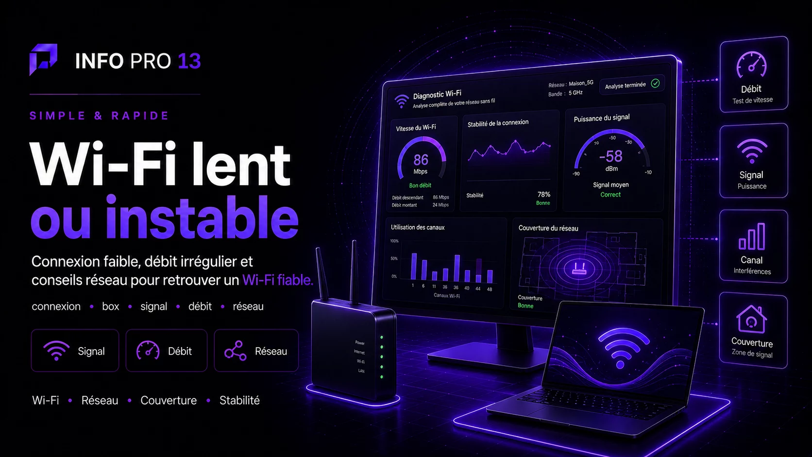 Wi-Fi lent ou instable : diagnostic et solutions